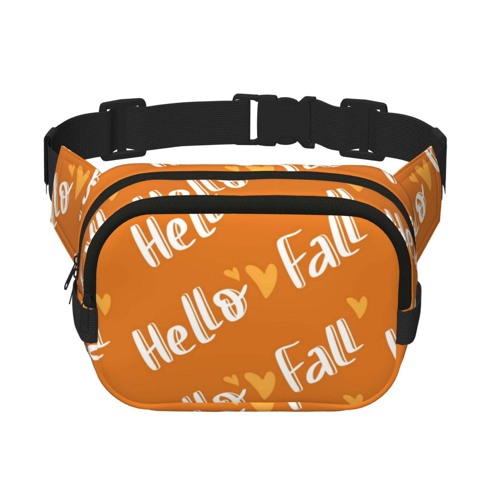 Picia Hello Fall Print Square Double-Layer Waist Bag Mini Adjustable Waist Belt Bag Exercise Running Travel Hiking
