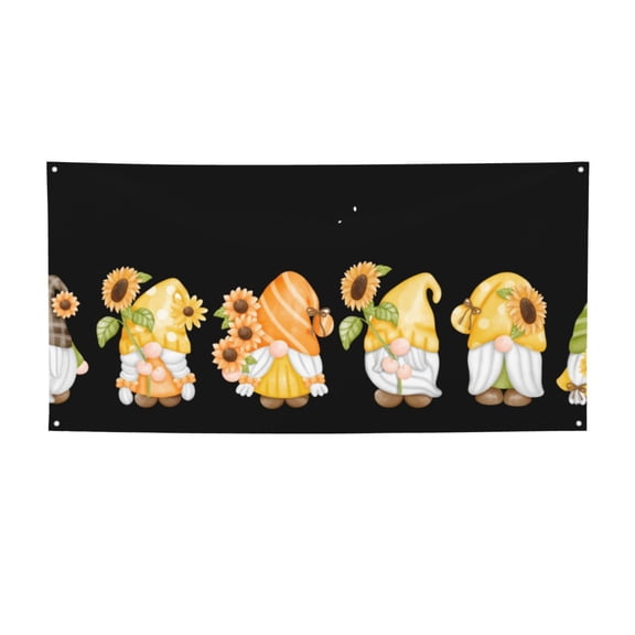 Picia Hello Spring Sunflower Gnomes Pattern Party Banner, Festive Decoration, Holiday Banner, Celebration Decor, Event Banner, Reusable Party Banner-Medium