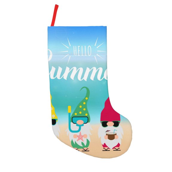 Picia Hello Summer Gnome 1 for 18in Christmas Stockings, Xmas Stocking for Kids, Holiday and Family Stocking for Fireplace or Party Decoration
