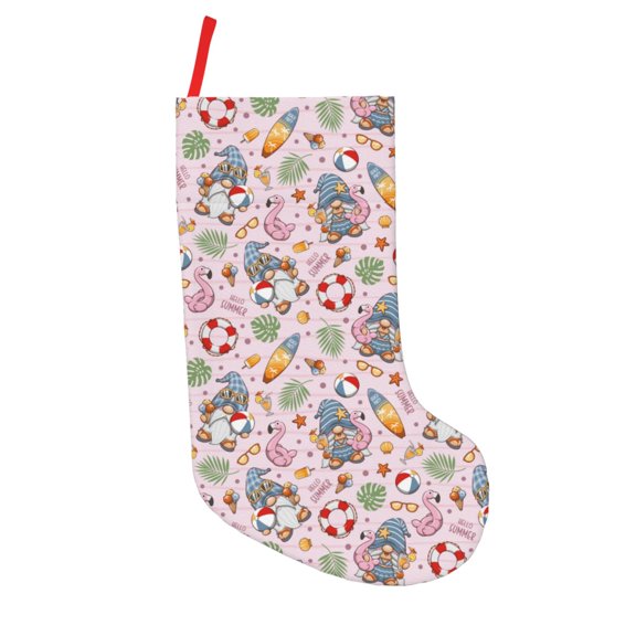 Picia Hello Summer With Gnome for 18in Christmas Stockings, Xmas Stocking for Kids, Holiday and Family Stocking for Fireplace or Party Decoration
