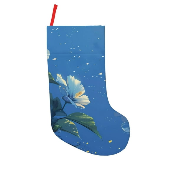 Picia Hibiscus Flowers Calm Water for 18in Christmas Stockings, Xmas Stocking for Kids, Holiday and Family Stocking for Fireplace or Party Decoration