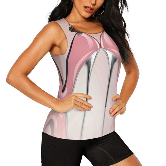 Picia High Heel Shoes Butterfly Pattern Women's Workout Tank Top,Breathable Activewear,Slim Fit Athletic Top,Versatile Workout Moisture-wicking top-XX-Large