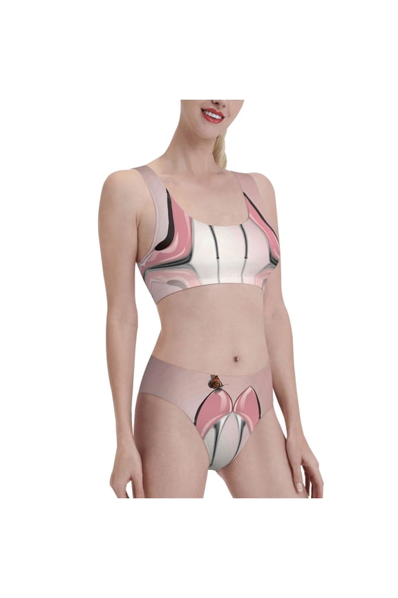 High Heel Shoes Butterfly Women's High Waisted Bikini Scoop Neck Swimsuit Two Pieces Bathing Suit-XX-Large