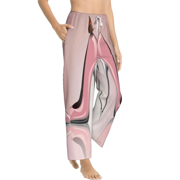 Picia High Heel Shoes Butterfly Womens Soft Woven Cotton Elastic Waistband Sleep Pajama Pant Lounge Sleep Pant With Pockets And Drawstring-Small