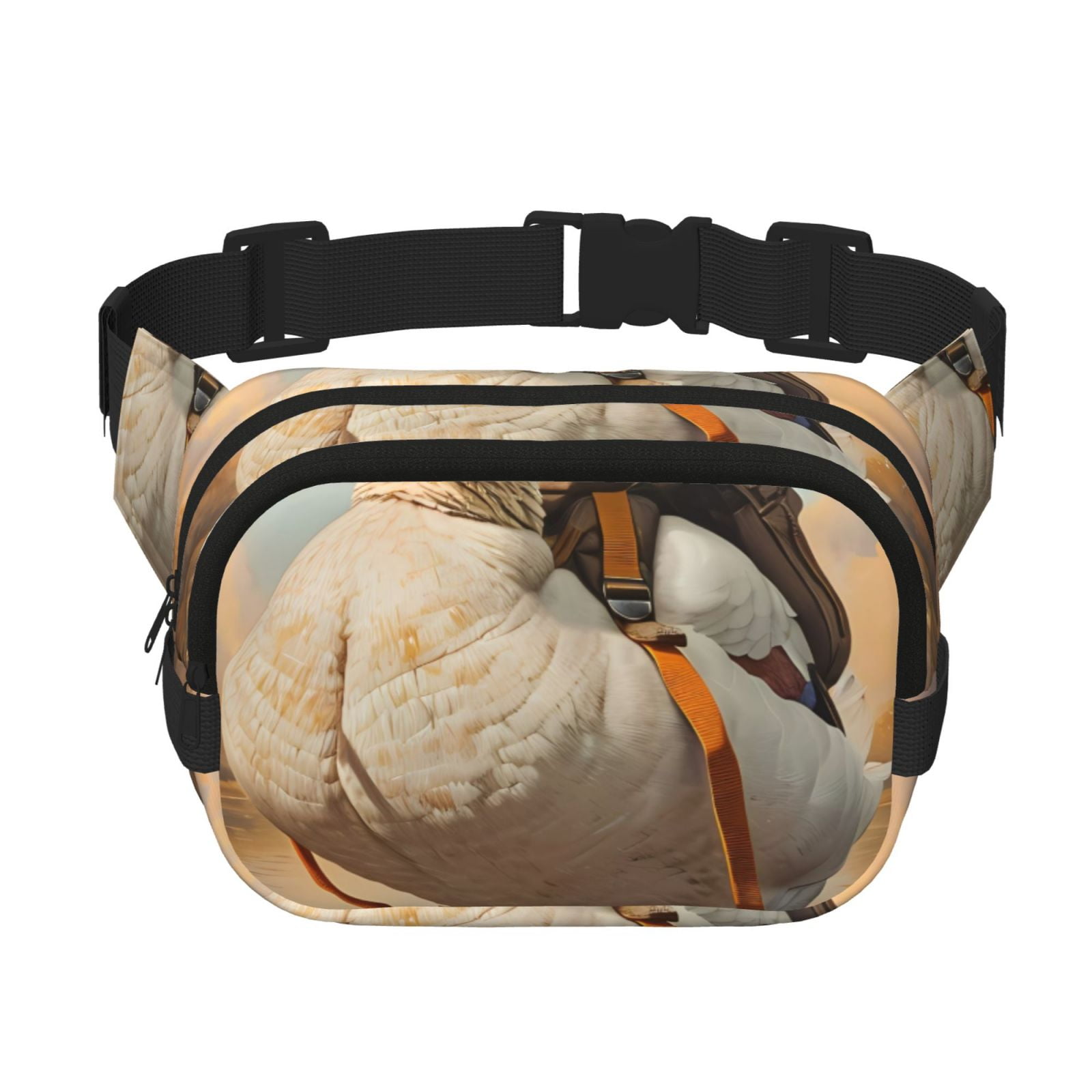 Picia Hiking Duck Print Square Double-Layer Waist Bag Mini Adjustable Waist Belt Bag Exercise Running Travel Hiking