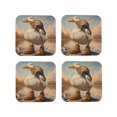 thumbnail image 1 of Picia Hiking Duck Printed Leather Coasters for Drinks, 4" Drink Coasters Set of 4 for Tabletop Protection, Handmade Luxurious Home Décor and Housewarming Gift -Square, 1 of 6
