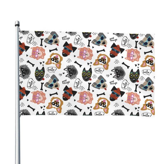 Picia Hip Hop Dog Printed Flag ,Hip Hop Dog Pattern Garden Flag Vertical Double,Yard Lawn Outdoor Decor 48x72"