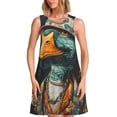 thumbnail image 1 of Picia Hip-Hop Duck Print Women’s Sleeveless Midi Swing Dress – A-Line Pleated Tank Sundress, Comfortable and Flowy T-Shirt Dress, 1 of 7