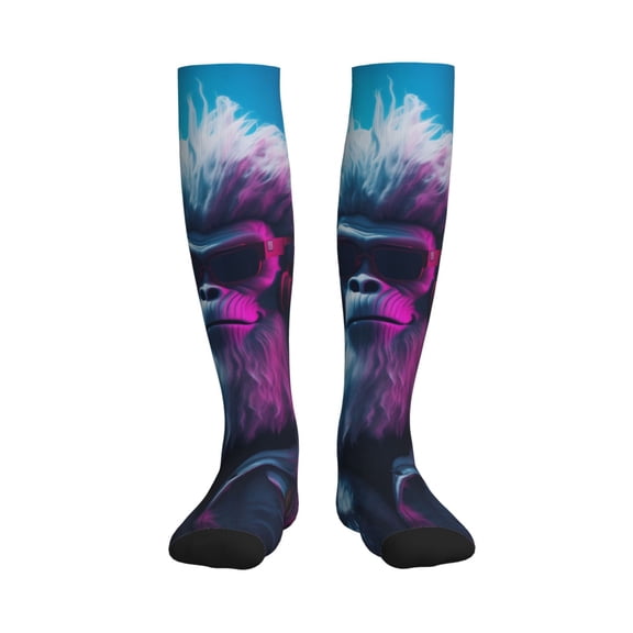 Picia Hip-Hop Glasses Gorilla Printed Sports Compression Socks - 15-20mmHg Graduated Compression, High-Performance Soft and Breathable Socks for Men and Women