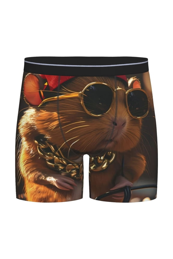 Hip-Hop Guinea Pig. Pattern Men's Athletic Long Leg Briefs , Performance Stretch Underwear,Moisture-Wicking