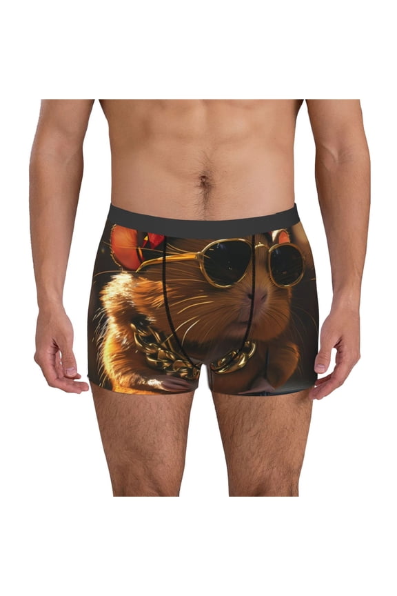 Hip-Hop Guinea Pig. Pattern Men’s Boxer Briefs – Soft & Breathable Underwear, Stretchy & Comfortable Fit, Supportive Pouch Design, Moisture-Wicking-Large