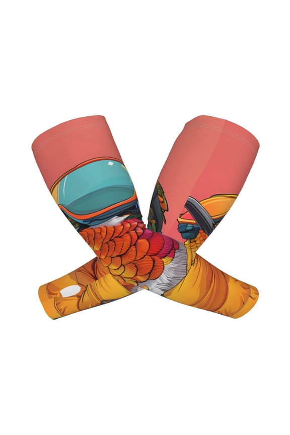 Hip Hummingbird In Jacket Arm Sleeves for Men and Women - Tattoo Cover Up UPF 50+ Cooling Sports Sleeve for Basketball Golf Football-One Size