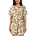 thumbnail image 1 of Picia Hippie Bee Honeycomb Pajamas Sets for Women Soft Short-Sleeved Pjs with Lounge Shorts Two Piece Sleepwear-4X-Large, 1 of 9