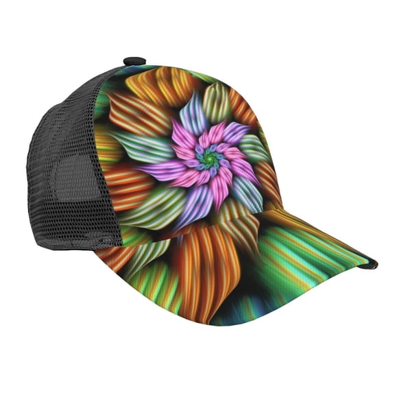 Picia Hippie Style Pattern Trucker Hat,Baseball Cap,Sun Protection Cap,Stylish Headwear,Leisure Cap,Outdoor Sports Cap