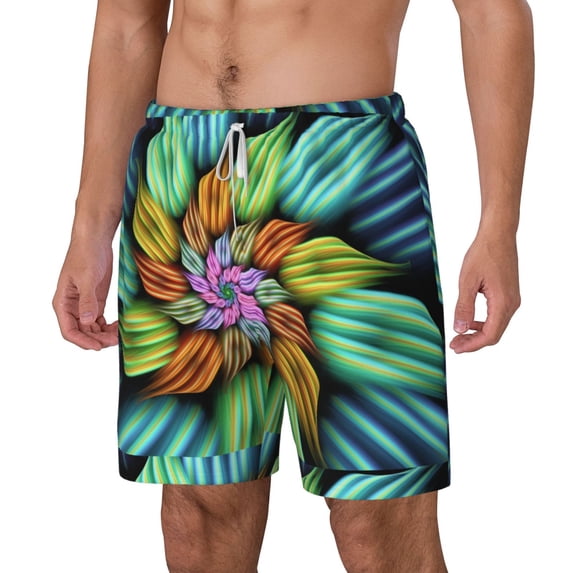 Picia Hippie Style pattern Mens Swim Trunks with Compression Liner Stretch Beach Shorts Quick Dry with Zipper Pockets No-Chafing Board Shorts-XX-Large