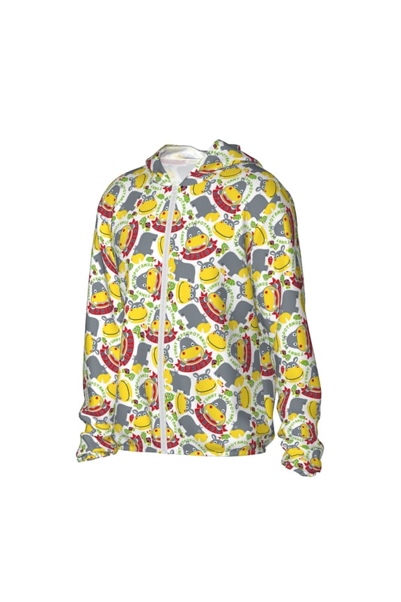 Hippopotamus Women's Men's UPF 50+ Sun Protection Hoodie Shirt Long Sleeve SPF Fishing Outdoor UV Hiking Lightweight Shirts-XX-Large