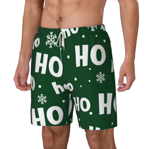 Picia Ho Ho Ho A pattern Mens Swim Trunks with Compression Liner Stretch Beach Shorts Quick Dry with Zipper Pockets No-Chafing Board Shorts-Small