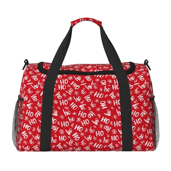 Picia Hohoho Print Travel Duffle Bag,Weekender Bags for Women with Shoe Compartment, Gym Duffel Bag with Wet Pocket, Hospital Bags for Labor and Delivery