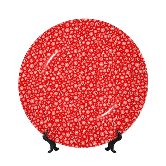 Picia Hohoho4 Pattern Bone China Decorative Plate – Wall Decor with Stand and Adhesive, Elegant Ornament for Living Room, Office, or Entryway-10in