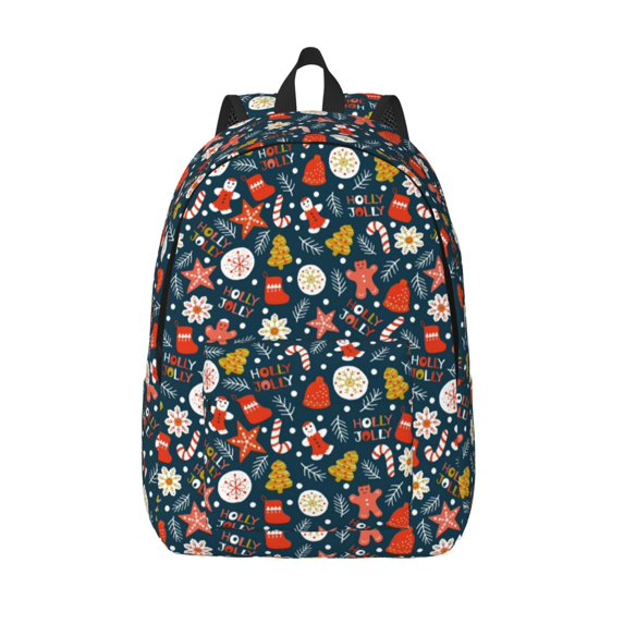 Picia Holiday Christmas Cookies Printed Canvas Daypack - Stylish and Durable Vintage Compact Backpack - Class, Work, Travel, or Laptop Bookbag,Organized Compartments-Medium