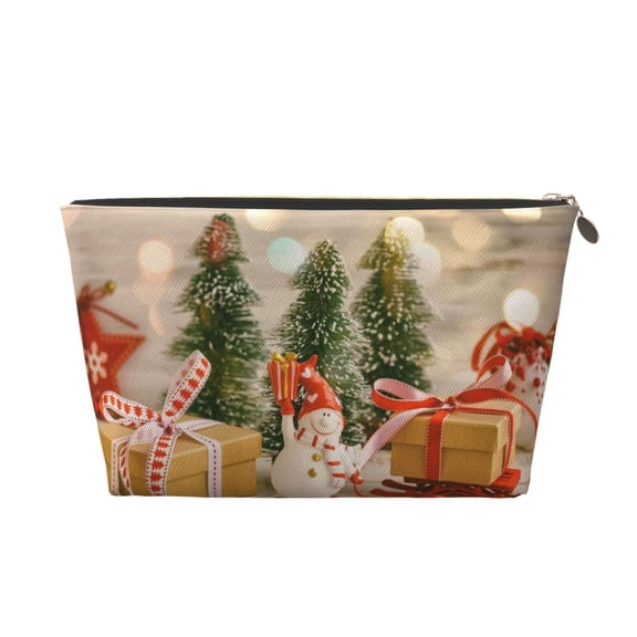 Picia Holiday Christmas Stars Printed Leather Travel Toiletry Bag,Cosmetic Organizer, Makeup Travel Bag, Durable Travel Pouch, Compact Toiletry Bag, Travel Accessories