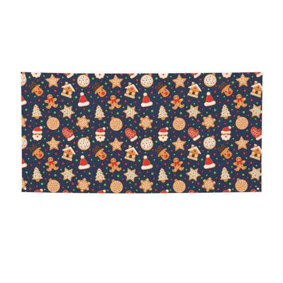 Picia Holiday Gingerbreads Pattern Party Banner, Festive Decoration, Holiday Banner, Celebration Decor, Event Banner, Reusable Party Banner-Small