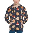 thumbnail image 1 of Picia Holiday Gingerbreads Pattern Youth Hoodie - Warm Pullover Sweatshirt with Kangaroo Pocket, Ideal for Boys and Girls-X-Large, 1 of 6