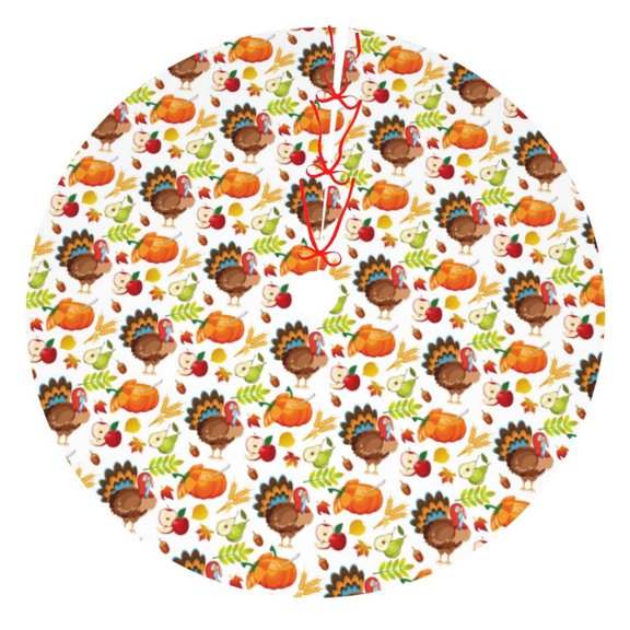 Picia Thanksgiving Turkey Print Christmas Tree Skirt , Christmas Tree Skirt Ornaments for Merry Christmas Holiday Party Decorations Indoor Outdoor-30"