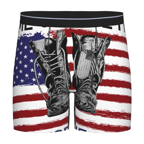 Picia Home Of The Free Because Of The Brave Pattern Men's Athletic Long Leg Briefs , Performance Stretch Underwear,Moisture-Wicking