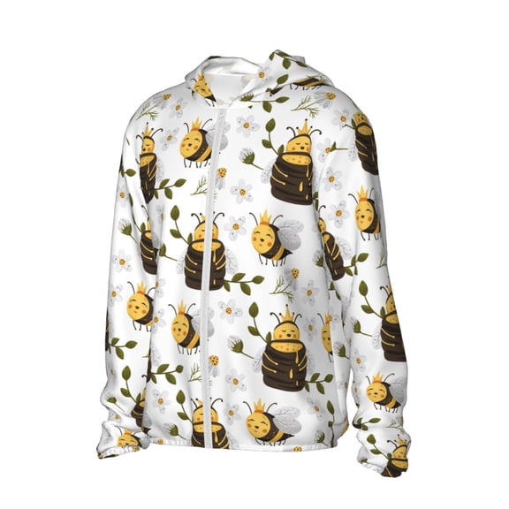 Picia Honey Bee Insect Women's Men's UPF 50+ Sun Protection Hoodie Shirt Long Sleeve SPF Fishing Outdoor UV Hiking Lightweight Shirts-Large