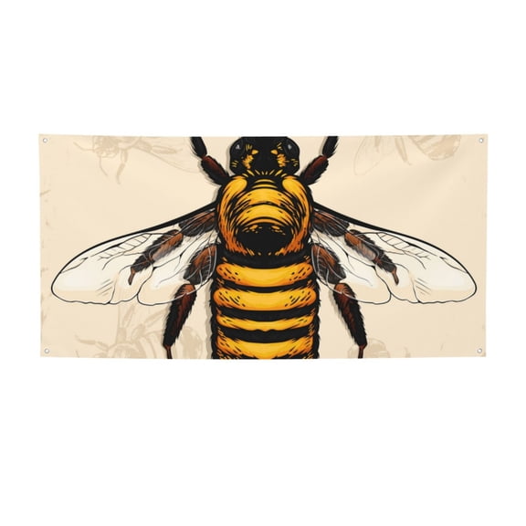 Picia Honey Bee Pattern Party Banner, Festive Decoration, Holiday Banner, Celebration Decor, Event Banner, Reusable Party Banner-Medium
