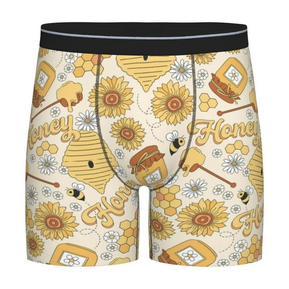 Picia Honey Honeycomb Pattern Men's Athletic Long Leg Briefs , Performance Stretch Underwear,Moisture-Wicking