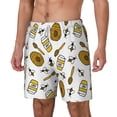 thumbnail image 1 of Picia Honey pattern Mens Swim Trunks with Compression Liner Stretch Beach Shorts Quick Dry with Zipper Pockets No-Chafing Board Shorts-Small, 1 of 9