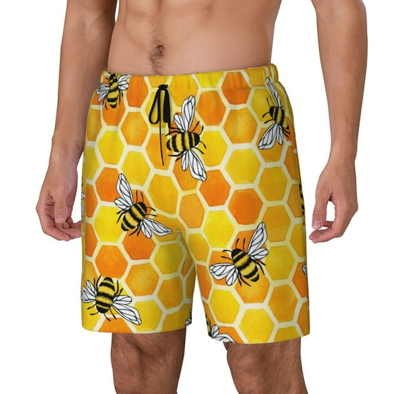 Picia Honeycombs pattern Mens Swim Trunks with Compression Liner Stretch Beach Shorts Quick Dry with Zipper Pockets No-Chafing Board Shorts-XX-Large