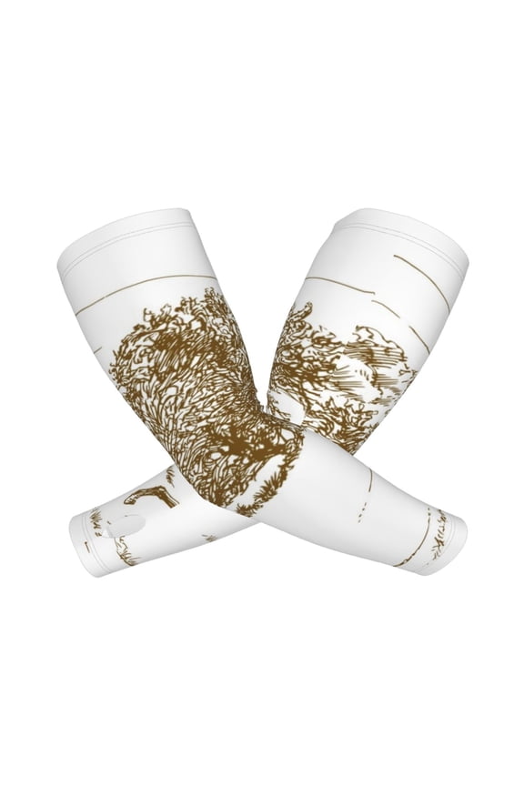 Horse Rider In Field Arm Sleeves for Men and Women - Tattoo Cover Up UPF 50+ Cooling Sports Sleeve for Basketball Golf Football-One Size