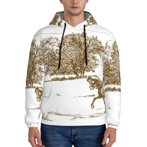 Picia Horse Rider In Field Pattern Casual Men's Hoodie - Lightweight Hooded Sweatshirt with Kangaroo Pocket, Comfortable Pullover for Everyday, Travel-Small