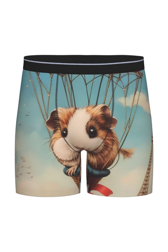Hot Air Balloon Guinea Pig Pattern Men's Athletic Long Leg Briefs , Performance Stretch Underwear,Moisture-Wicking