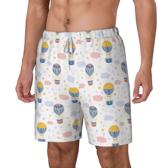 Picia Hot Air Balloon pattern Mens Swim Trunks with Compression Liner Stretch Beach Shorts Quick Dry with Zipper Pockets No-Chafing Board Shorts-Small