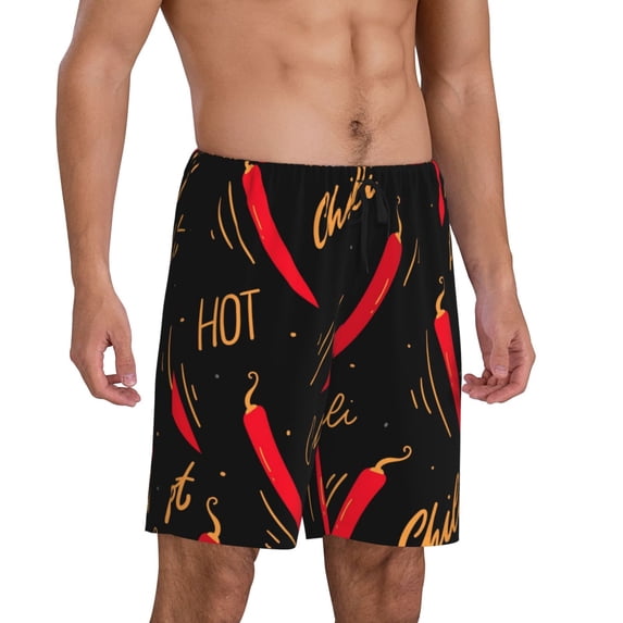 Picia Hot Chili Pajama Shorts for Men, Men's Pajama Bottoms, Sleepwear,Short Pajama Pants-3X-Large