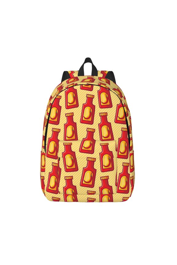 Hot Chili Printed Canvas Daypack - Stylish and Durable Vintage Compact Backpack - Class, Work, Travel, or Laptop Bookbag,Organized Compartments-Medium
