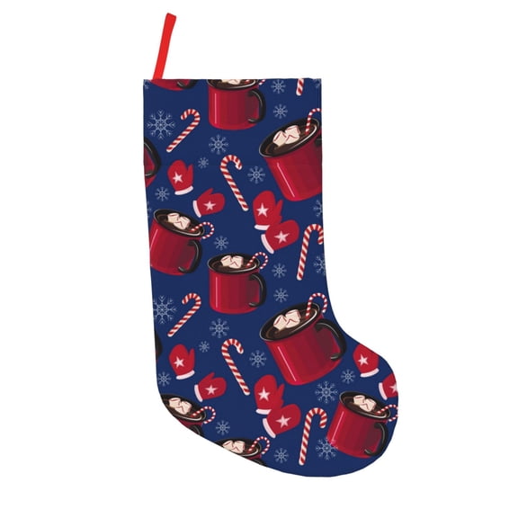 Picia Hot Cocoa Snowflake Mittens for 18in Christmas Stockings, Xmas Stocking for Kids, Holiday and Family Stocking for Fireplace or Party Decoration