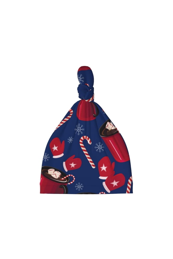 Hot Cocoa Snowflake Mittens Printed Preemie Hats for Baby Girls Cotton Premature Knot Hats Newborn Hospital Cap Warm Knot Beanie Nicu for Preemie Girls and Boys