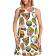 thumbnail image 1 of Picia Hot Dog With One Sausage Print Women’s Sleeveless Midi Swing Dress – A-Line Pleated Tank Sundress, Comfortable and Flowy T-Shirt Dress, 1 of 7