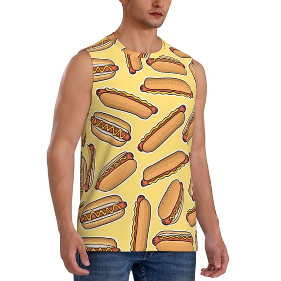 Picia Hot Dogs mens Cotton Tank Undershirts , Moisture-wicking Ribbed Tanks, Lightweight Cotton Tank Undershirts-X-Large