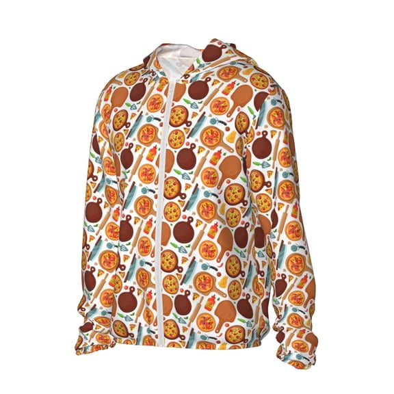 Picia Hot Fresh Pizza Women's Men's UPF 50  Sun Protection Hoodie Shirt Long Sleeve SPF Fishing Outdoor UV Hiking Lightweight Shirts-Large