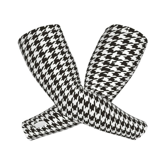 Picia Houndstooth Black And White Arm Sleeves for Men and Women - Tattoo Cover Up UPF 50+ Cooling Sports Sleeve for Basketball Golf Football-One Size