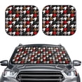 thumbnail image 1 of Picia Houndstooth Green Red 2 Piece Car Windshield Sun Shade Foldable | Foldable Sun Shield for Front Window Blocks UV Rays and Keeps Your Vehicle Cool-Small, 1 of 7