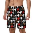 thumbnail image 1 of Picia Houndstooth Green Red pattern Mens Swim Trunks with Compression Liner Stretch Beach Shorts Quick Dry with Zipper Pockets No-Chafing Board Shorts-X-Large, 1 of 9