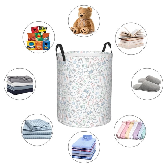 Picia Household Appliances Large Laundry Basket, Waterproof, Freestanding Laundry Hamper, Collapsible Tall Clothes Hamper with Extended Handles-Medium