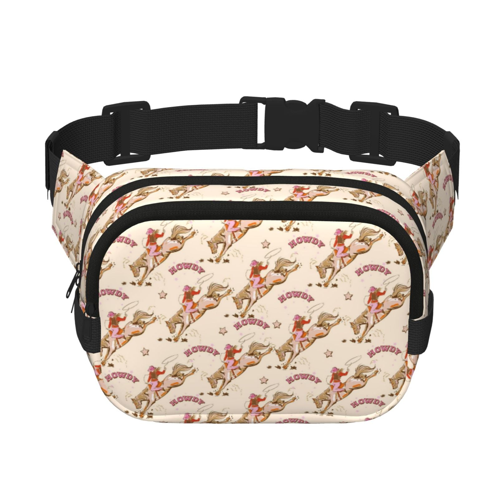 Picia Howdy Cowgirl Print Square Double-Layer Waist Bag Mini Adjustable Waist Belt Bag Exercise Running Travel Hiking